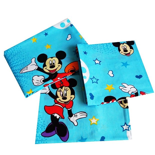 Lenjerie pat, 4 piese MCF, Mickey si Minnie mouse, 180x200 cm