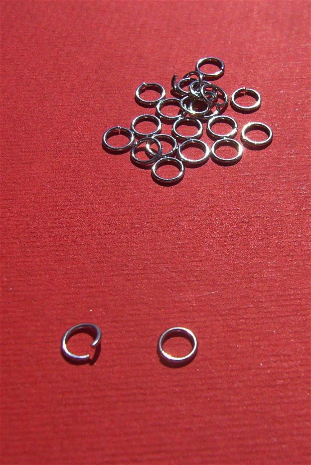 (10 bucati) Zale medii din argint .925 rodiat, deschise (nesudate) (ZNS4) de diametru aprox 5 mm, grosime aprox 0.7 mm
