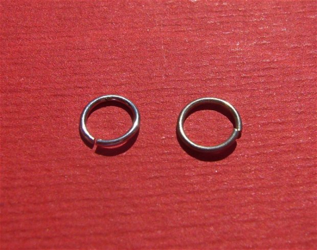 (10 bucati) Zale medii din argint .925 rodiat, deschise (nesudate) (ZNS5) din diametru aprox 6 mm, grosime aprox 0.7 mm