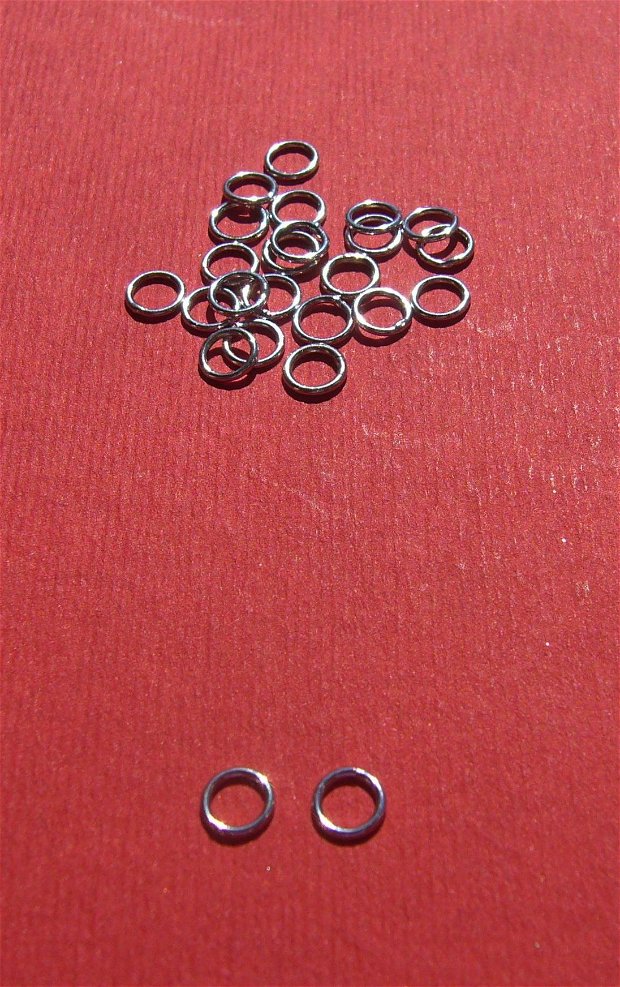 (10 bucati) Zale medii din argint .925 rodiat, inchise (sudate) (ZS2) din diametru aprox 5 mm, grosime aprox 0.7 mm