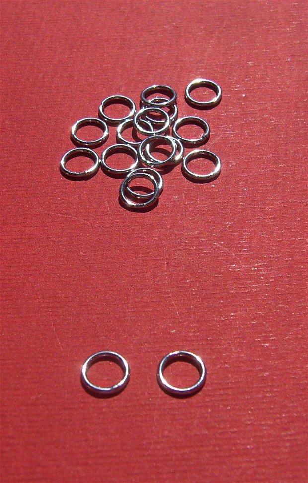 (10 bucati) Zale mari din argint .925 rodiat, inchise (sudate) (ZS4) din diametru aprox 7 mm, grosime aprox 1 mm