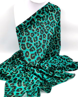 Eșarfa LEOPARD pe VERDE TURQUOISE