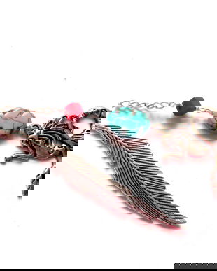 semn de carte cu sirena ,turcoaz si howlite rosu 40787