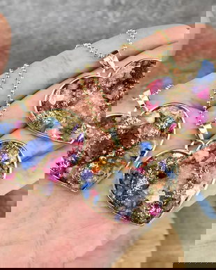 Colier Multicolor Cu Pandantiv Inima, Madee, Cu Pietre Semipretioase Druzy Aplicate, Placat Cu Aur De 18K