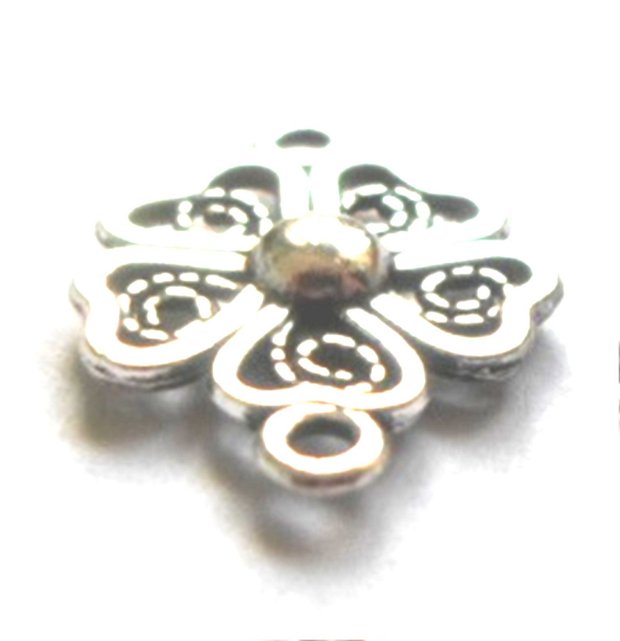 Link metalic floare cerc pe petale argintiu