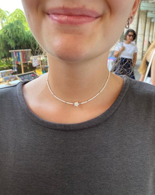 Colier scurt reglabil / Chocker argint / Colier stea sidef / Colier perla cultura
