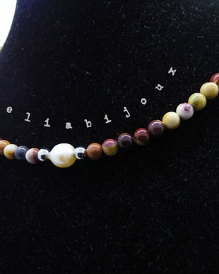 Colier handmade unicat - jasp si perla de cultura (cod659)