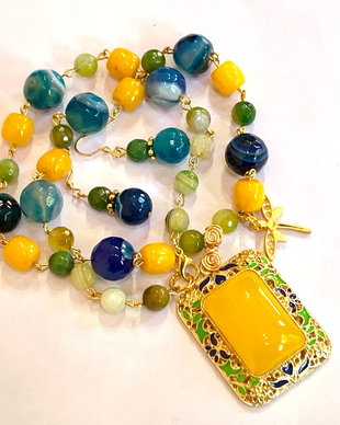 SET~SUMMER VIBES~agate,jad,zamac aurit,inox,email,rasina,accesorii aurii