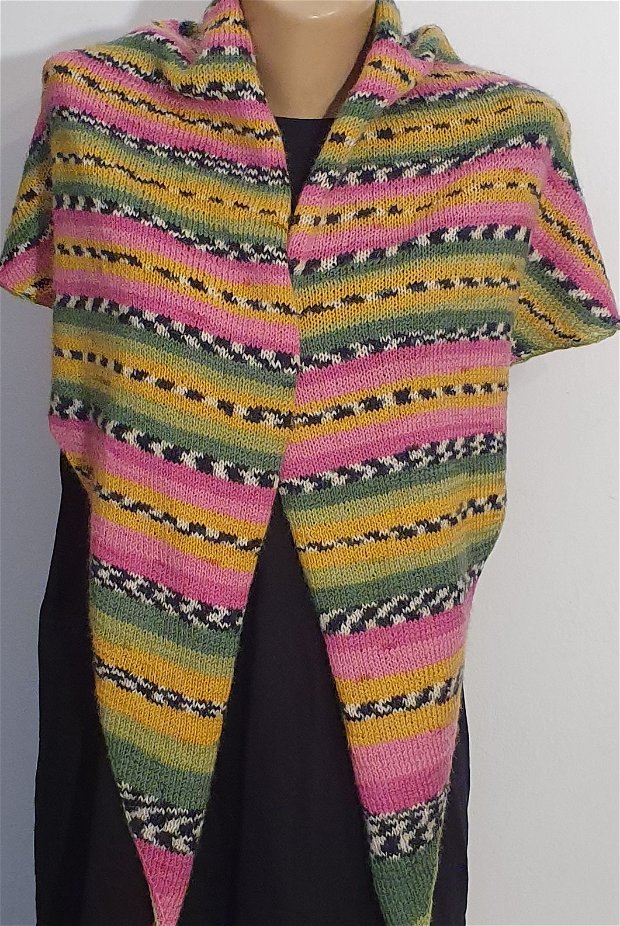 Sal multicolor, tricotat manual