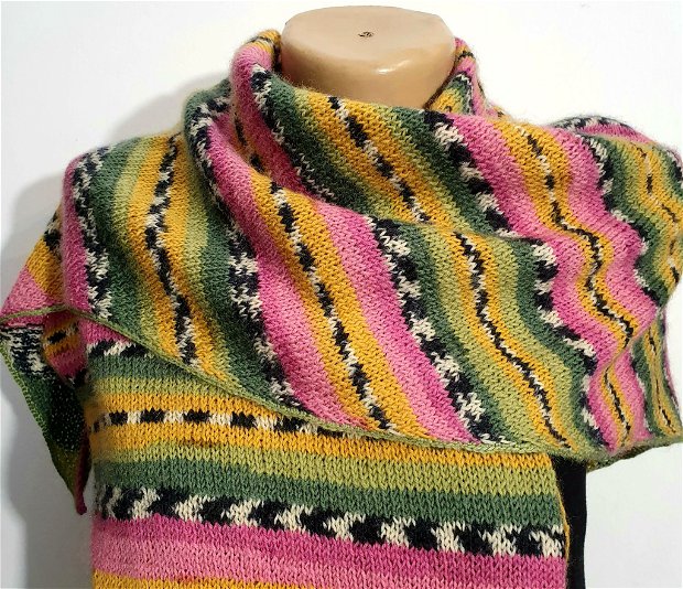 Sal multicolor, tricotat manual