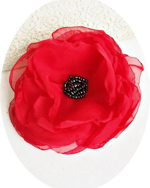 brosa floare rosie mac de voal , 10 cm