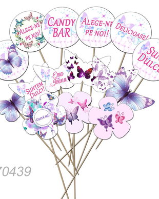 Decorațiuni botez cu fluturi, accesorii Candy Bar handmade