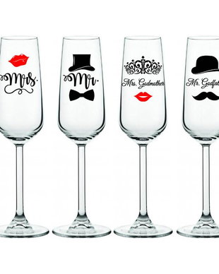 Set 4 pahare pentru nunta MR si MRS