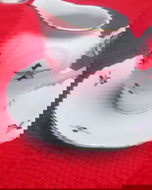 Set latiera cu farfurioara , bordura aur coloidal