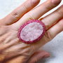 Inel agata druzy roz & marcasite ciclam