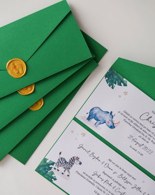 Invitație botez Baby pocketfold - Safari