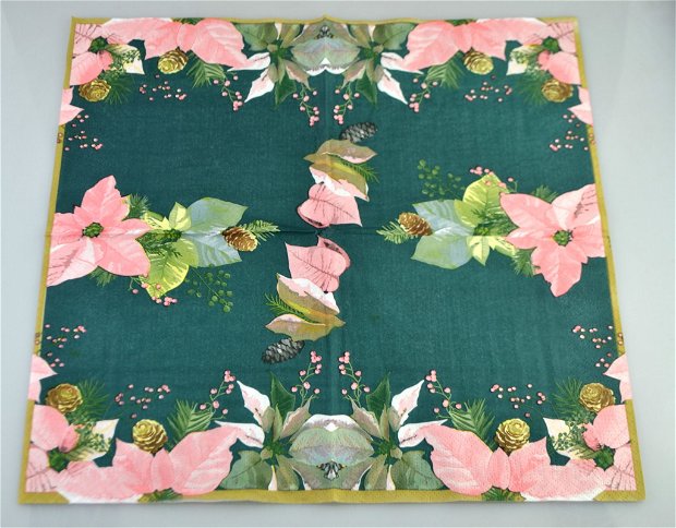 Servetel decoratyiv- craciunita roz- 491460