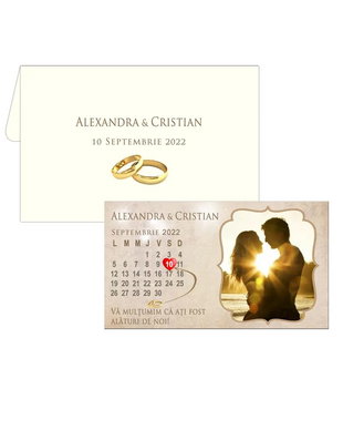 Marturie nunta, magnet plastifiat tip " Save the Date"