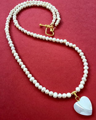 Colier CHOKER perle de cultura & inima sidef natural