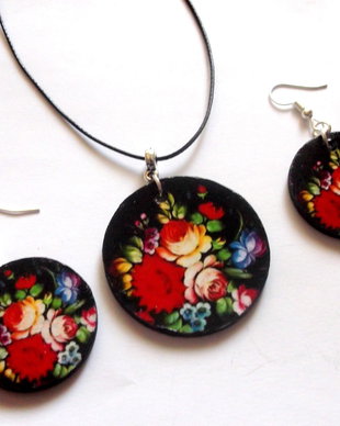 set lemn cu motiv floral 41646