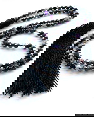 Colier Mala*108+1*Onix+Labradorit+Jad+Fluorit+Hematit+Ametist+Granate*Colier pentru meditatie si rugaciune*Mantre