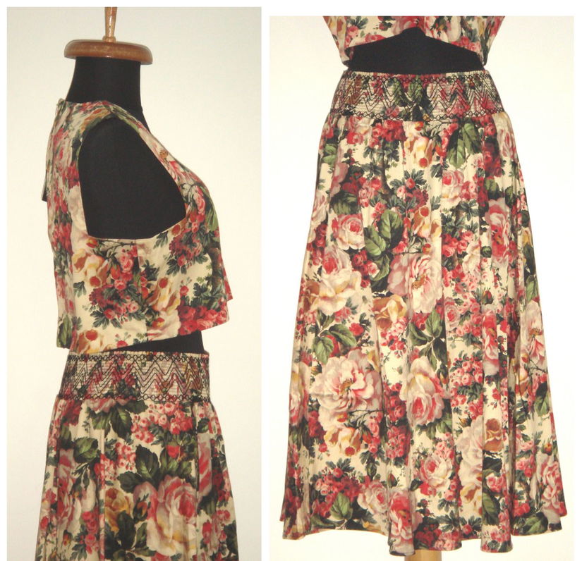 Zara, Compleu nou, fusta si cropped top, cu print floral colorat