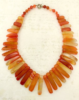 Colier agate portocalii