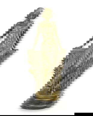 Dansatoare egipteana -statueta din bronz pe un soclu din marmura