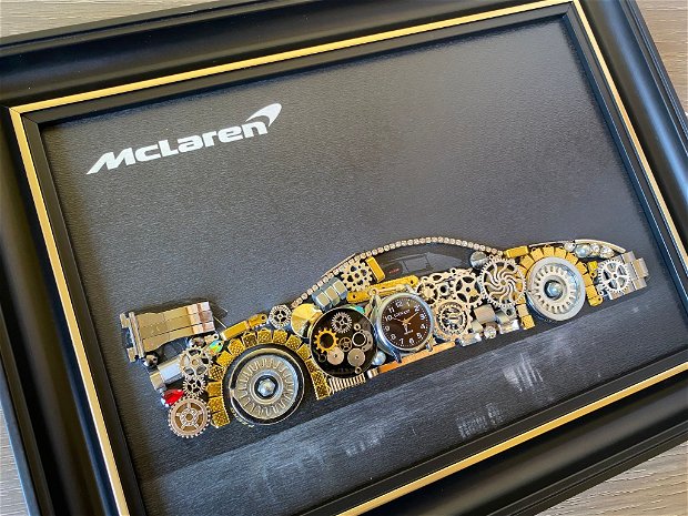 Masina model McLaren Cod M 545, Tablou decorativ din piese de ceas, Arta, Masina sport