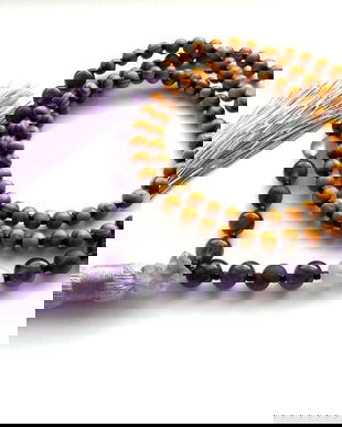 Colier Mala*108+1*Lemn+Ametist*Colier pentru meditatie si rugaciune*Mantre*Zodia Pesti