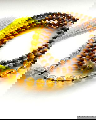 Colier Mala*108+1*Lemn+Citrin*Colier pentru meditatie si rugaciune*Mantre*Zodia Gemeni