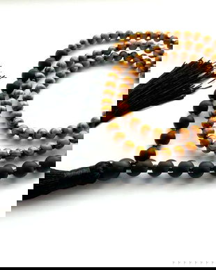 Colier Mala*108+1*Lemn+Onix*Colier pentru meditatie si rugaciune*Mantre*Zodia Capricorn