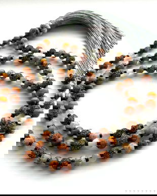Colier Mala*108+1*Labradorit+Rudraksha+PiatraLunii+Lemn+MapJasper*Colier pentru meditatie si rugaciune*Mantre