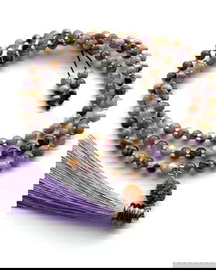 Colier Mala*108+1*Rudraksha+Ametist*Colier pentru meditatie si rugaciune*Mantre*Zodia Pesti