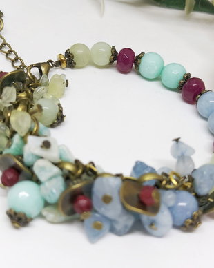 Bratara charm asimetric-jad,agat ,amazonit ,angelit
