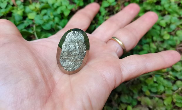 Inel Pirita druzy si Argint 925 - IN1087 - Inel auriu vintage, inel pietre semipretioase, cadou romantic elegant, cristaloterapie