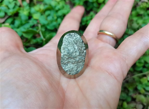 Inel Pirita druzy si Argint 925 - IN1087 - Inel auriu vintage, inel pietre semipretioase, cadou romantic elegant, cristaloterapie