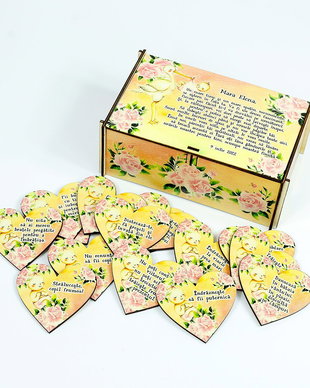 Cutie cu amintiri personalizata  15 ganduri bune pentru nou nascut  fetita