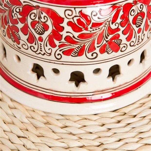 Pendul Deco Republic "Radacini - Laleaua décor rosu" ceramica autentica de Corund