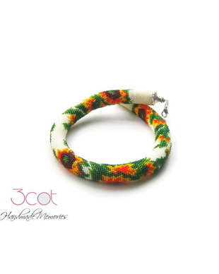 Colier handmade, crosetat cu margele de nisip - Floarea Soarelui