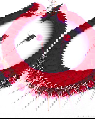 Colier si cercei,din fire si margele de ceramica ,hand made