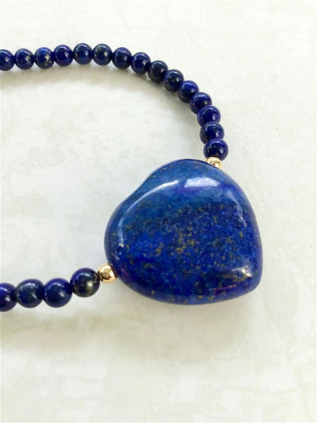 Colier inima lapis lazuli