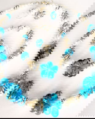 Set,lampwork cu flori