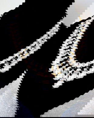 Colier din perle si rondele cu strasuri