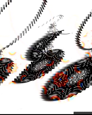 set bijuterii lemn cu mandala 41142