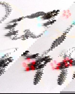 set cu coral alb ,rosu si agate 41124