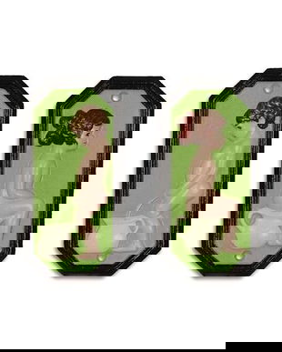 Set decoratiuni metal verde pentru toaleta