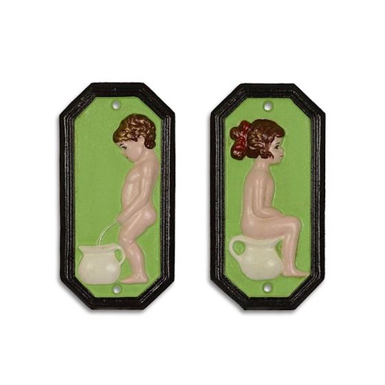 Set decoratiuni metal verde pentru toaleta