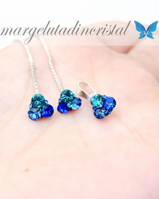 Set Swarovski / Mini Trio Chaton / Argint 925