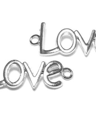 Link din alama, platina, Love, 40x15 mm